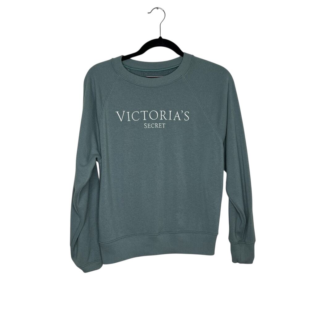 Victoria's Secret Green Embroidered Name Long Sleeve Sweatshirt Size Small